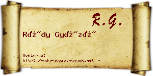 Rády Győző névjegykártya